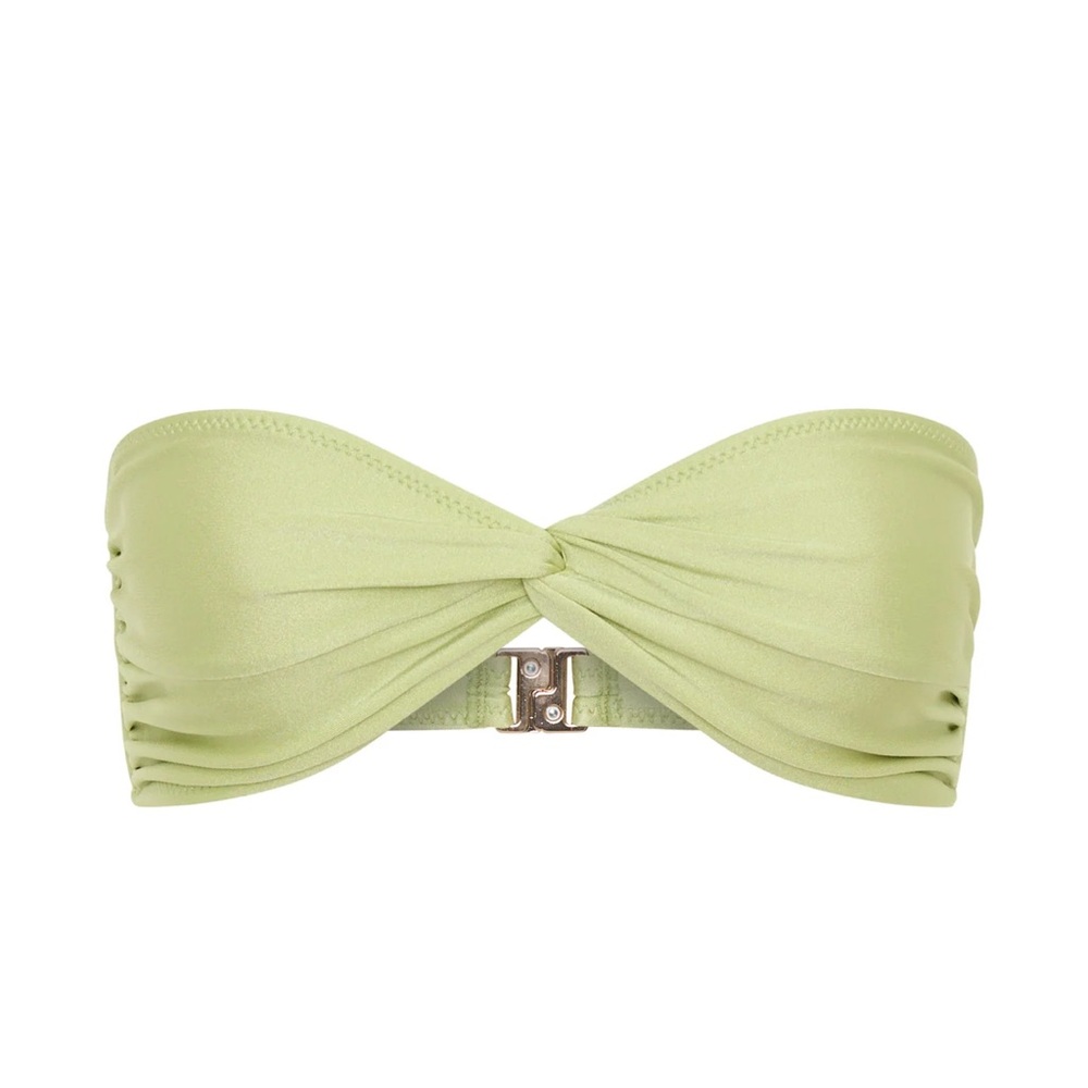 Elegant Green Bandeau Bikini & High Rise Thong Bottoms